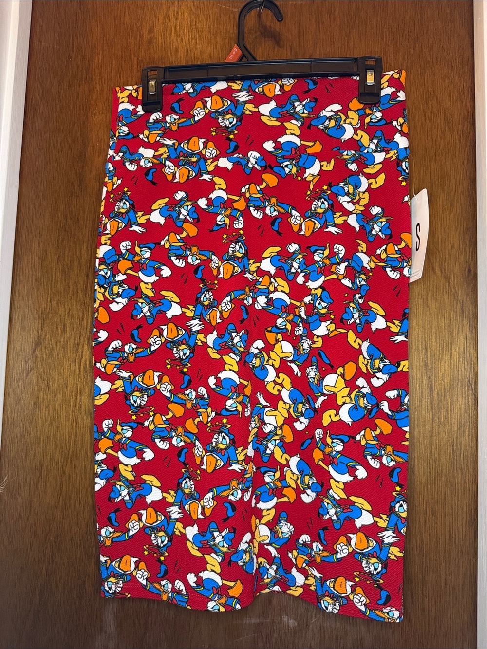 LuLaRoe Red Donald Duck Cartoon-Print Pencil Skirt